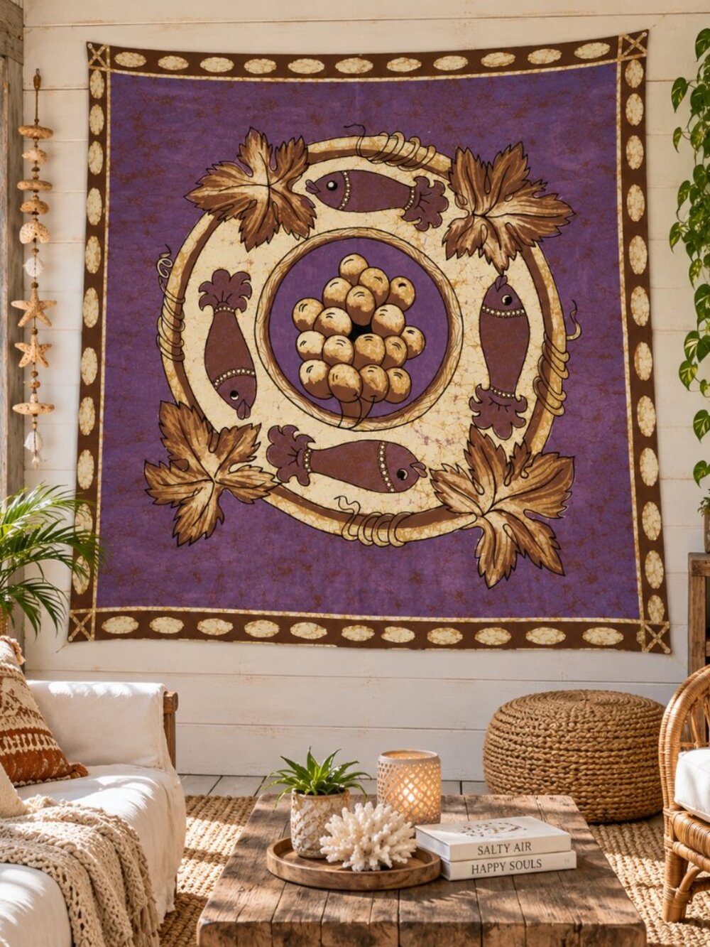 NWT Cotton Fish Harvest Tapestry